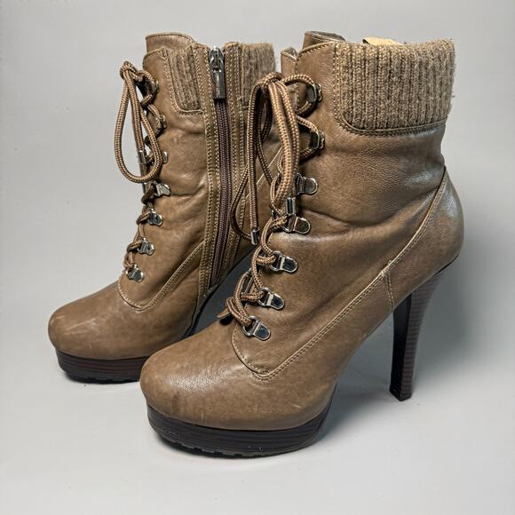 Jennifer Lopez Moritz Taupe Laceup Bootie Size 8.5 - Picture 3 of 8